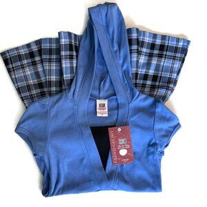 Faded Glory Originals Girls Blue Hoodie Plaid Short Sleeve Dress Size 7 NWT